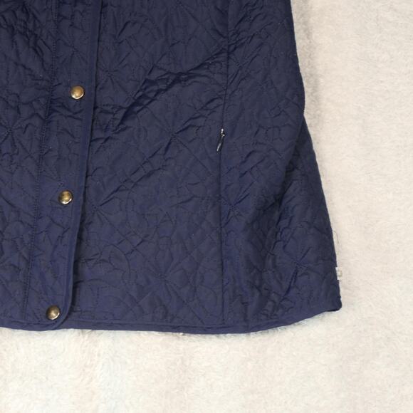 Zenergy By Chico's Vest Womens 2 Or Large Blue Quilted Zip Snap Mock Neck Lined - Picture 4 of 13